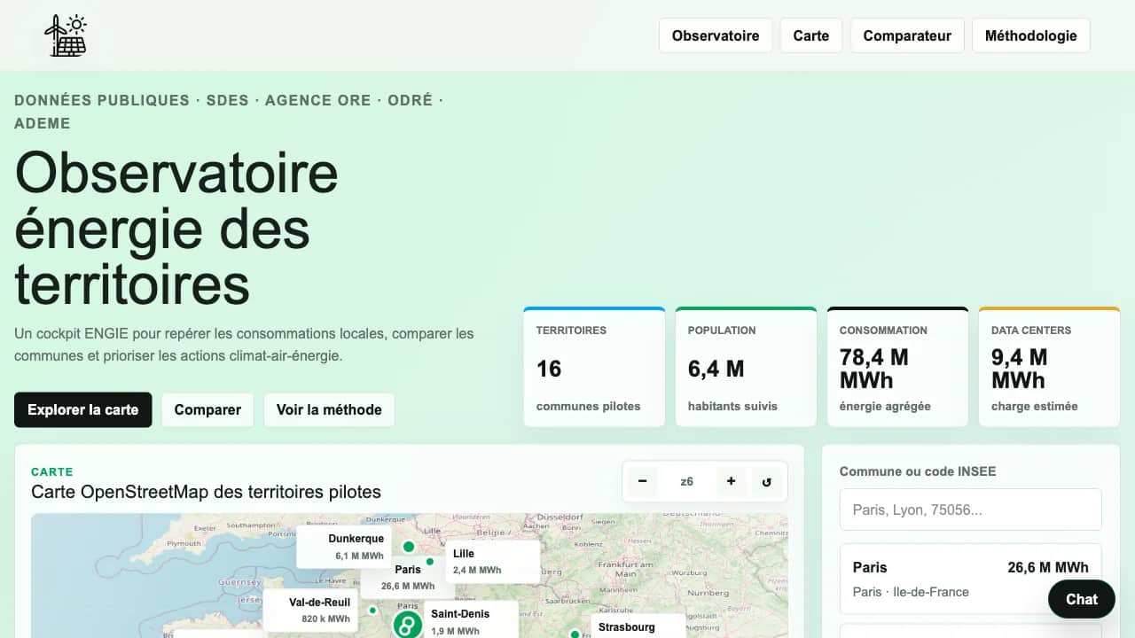 Observatoire énergie des territoires, vue 1 sur 3